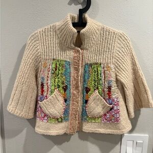 Free People Grandma Goes West patchwork knit cardigan sweater women’s sz small